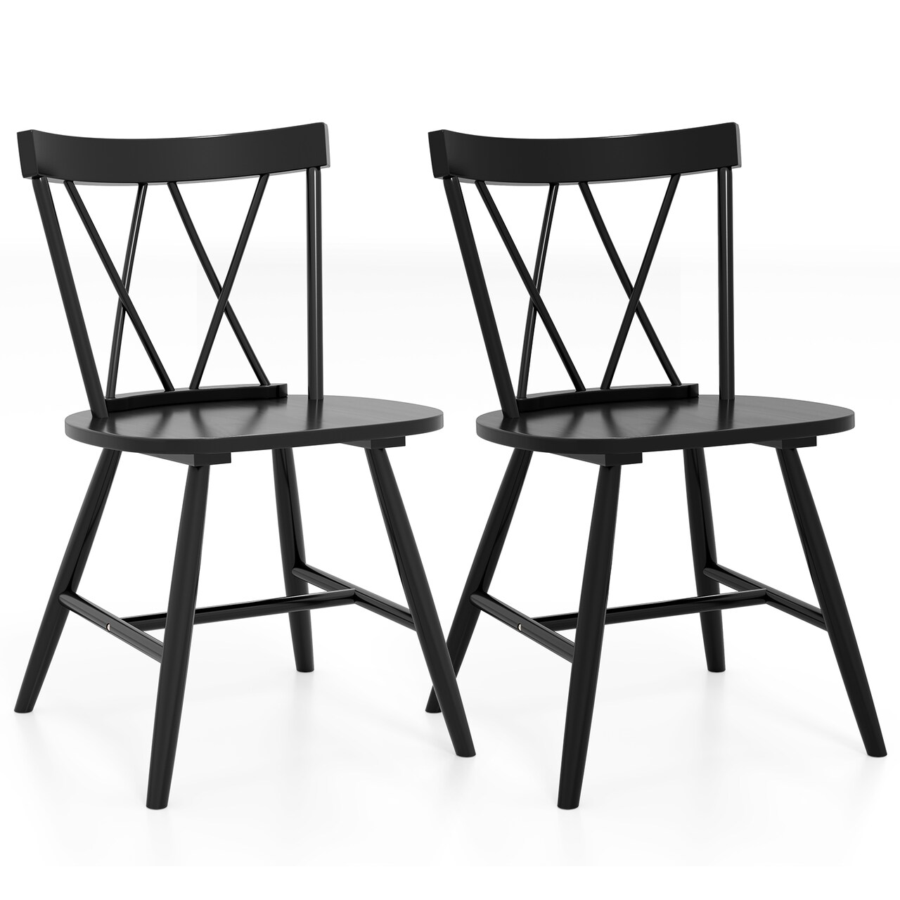 Farmhouse Dining Chair Set of 2, Rubber Wood Frame, Comfortable Seating for Kitchen and Dining Rooms